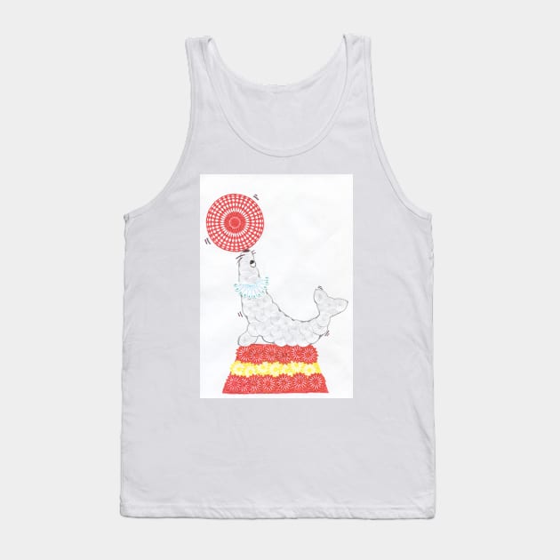 Spirograph Circus Seal: a Patterned Spirograph Collage Tank Top by RachelEDesigns